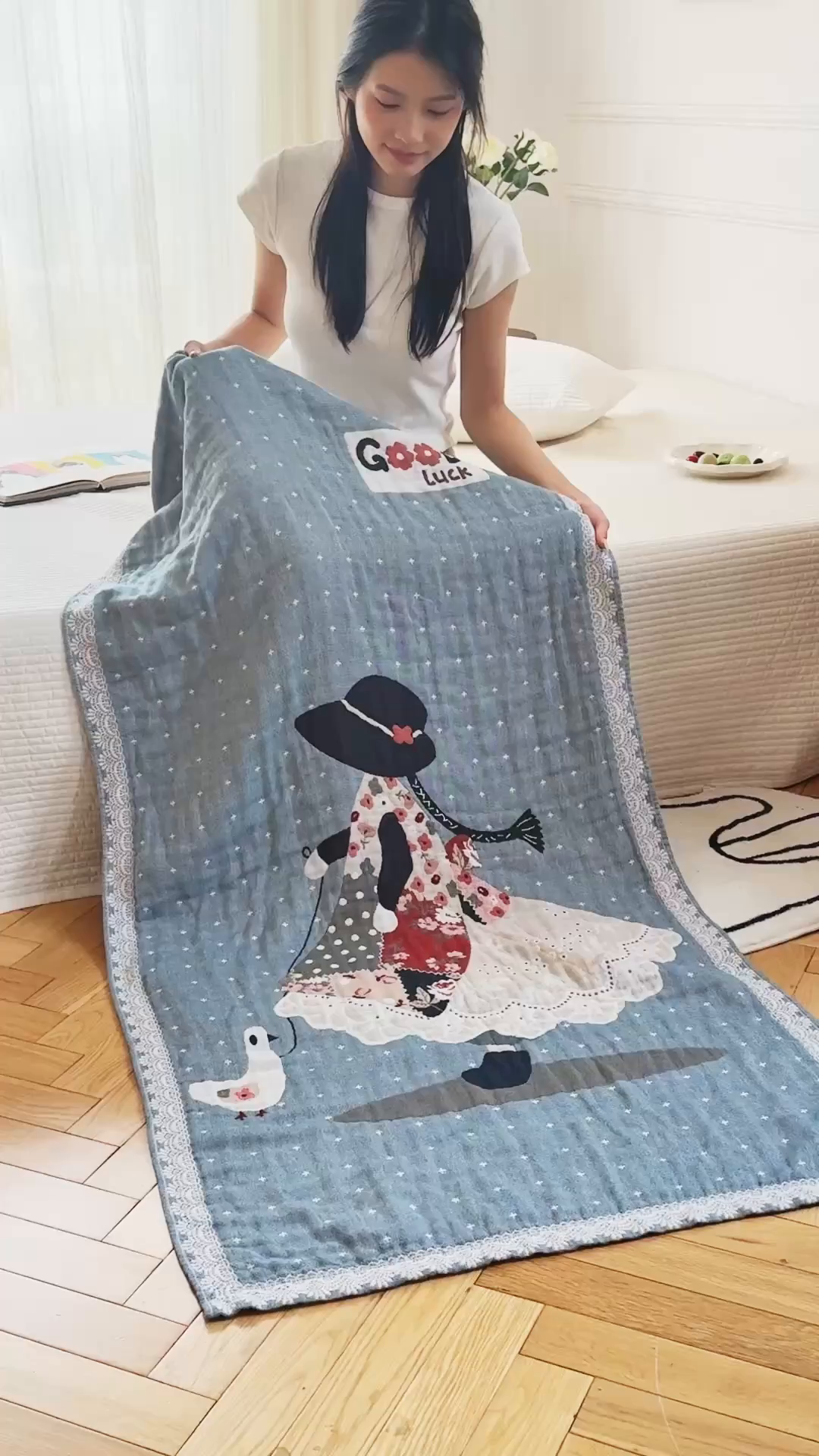 91家纺网 家纺一手货源 找家纺 （总）沐瑟家纺 2025新款卡通A类全棉四层纱布浴巾加大毛巾-第二组