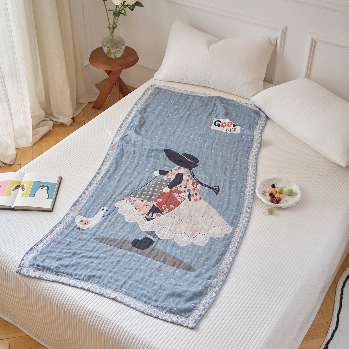 91家纺网 家纺一手货源 找家纺 （总）沐瑟家纺 2025新款卡通A类全棉四层纱布浴巾加大毛巾-第二组