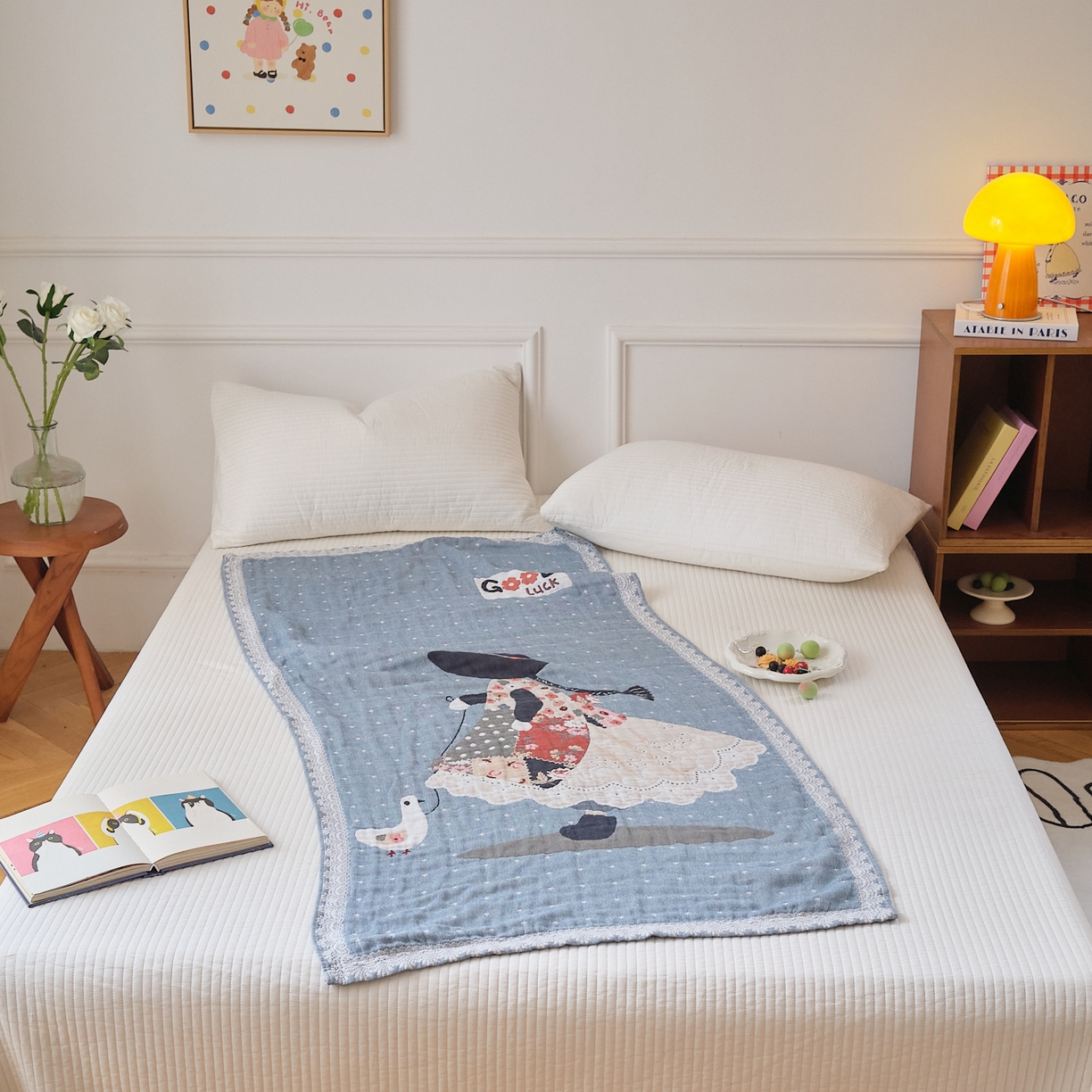 91家纺网 家纺一手货源 找家纺 （总）沐瑟家纺 2025新款卡通A类全棉四层纱布浴巾加大毛巾-第二组