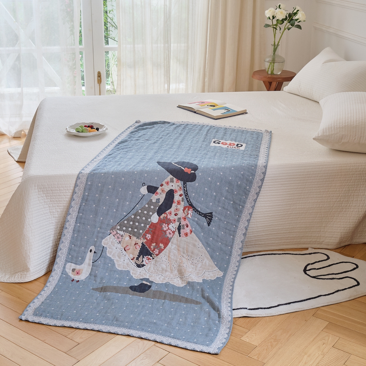 91家纺网 家纺一手货源 找家纺 （总）沐瑟家纺 2025新款卡通A类全棉四层纱布浴巾加大毛巾-第二组