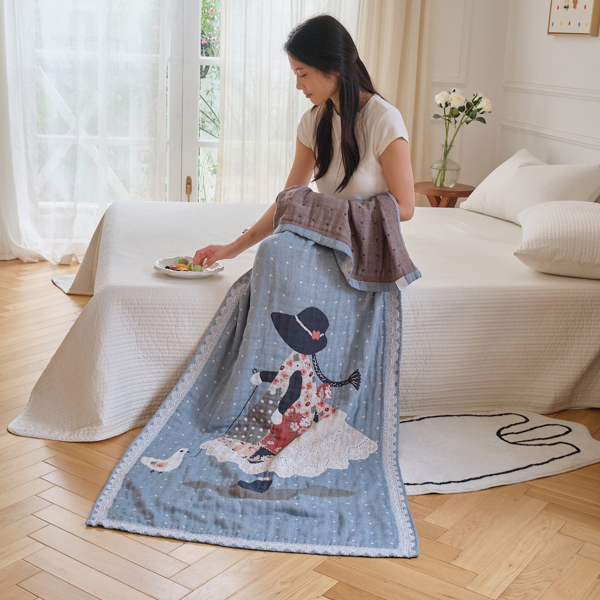 91家纺网 家纺一手货源 找家纺 （总）沐瑟家纺 2025新款卡通A类全棉四层纱布浴巾加大毛巾-第二组