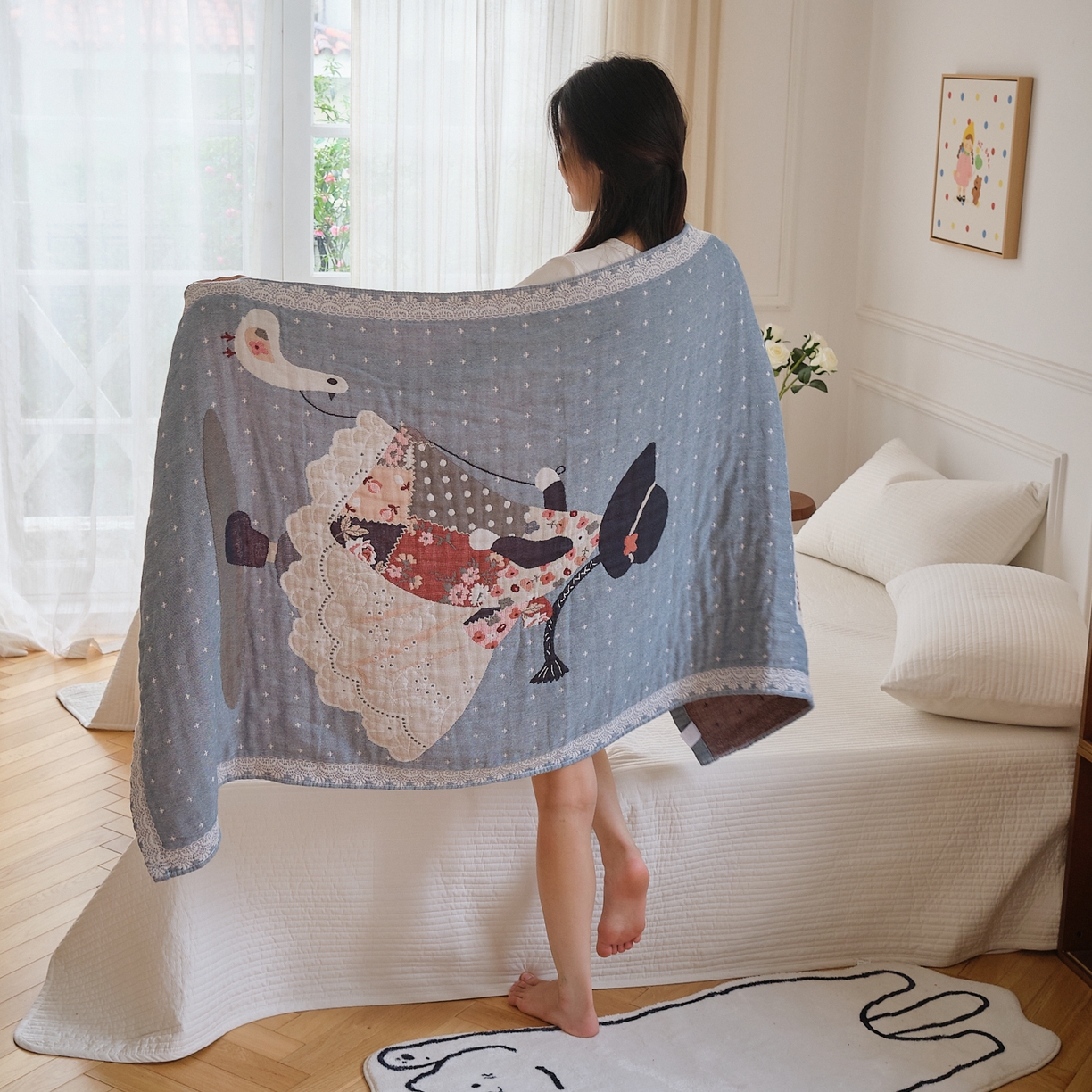 91家纺网 家纺一手货源 找家纺 （总）沐瑟家纺 2025新款卡通A类全棉四层纱布浴巾加大毛巾-第二组