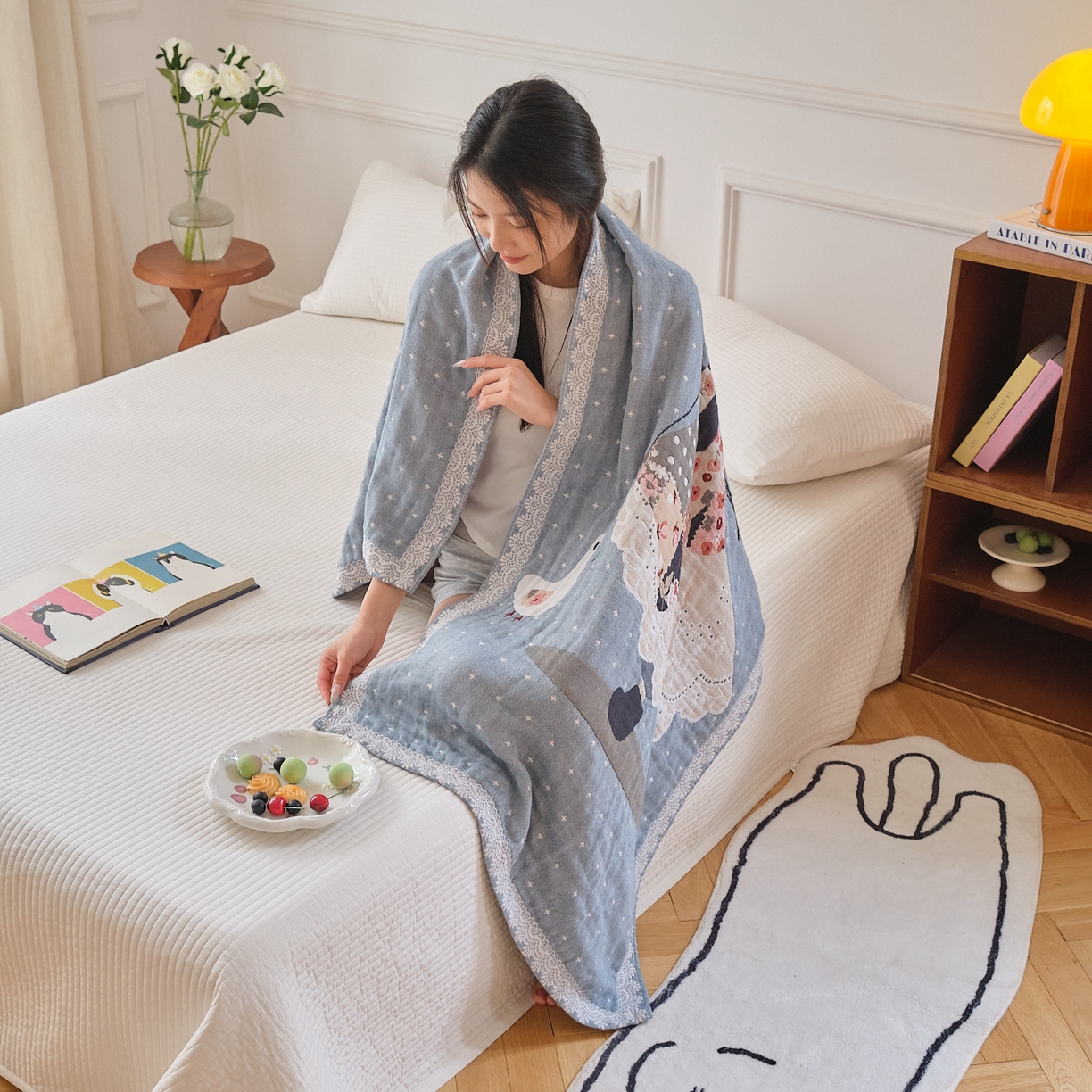 91家纺网 家纺一手货源 找家纺 （总）沐瑟家纺 2025新款卡通A类全棉四层纱布浴巾加大毛巾-第二组