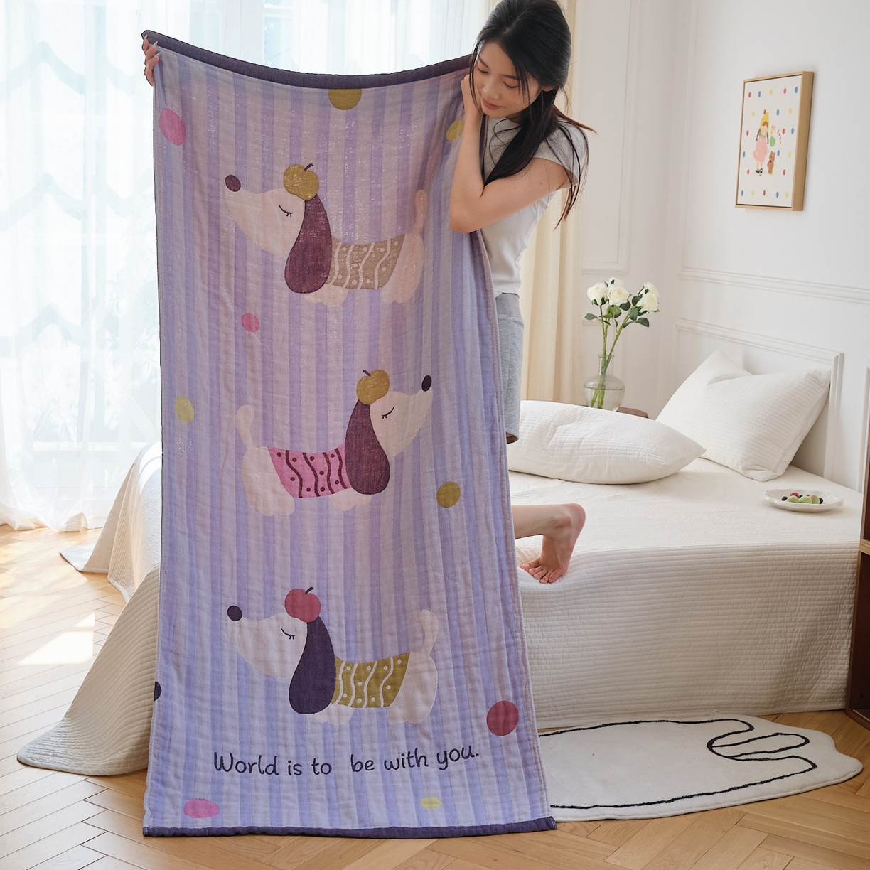 91家纺网 家纺一手货源 找家纺 （总）沐瑟家纺 2025新款卡通A类全棉四层纱布浴巾加大毛巾-第二组