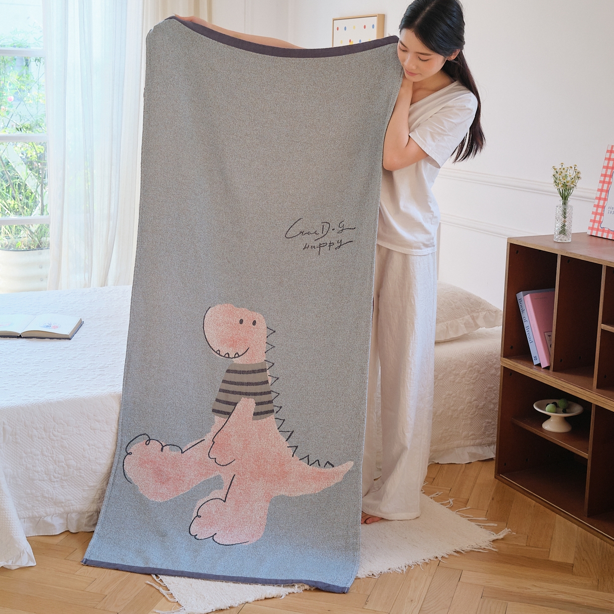 91家纺网 家纺一手货源 找家纺 （总）沐瑟家纺 2025新款卡通A类全棉四层纱布浴巾加大毛巾-第二组