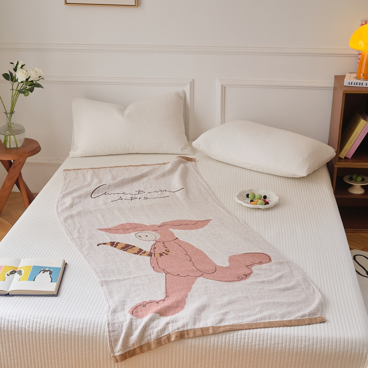 91家纺网 家纺一手货源 找家纺 沐瑟家纺 2025新款卡通A类全棉四层纱布浴巾加大毛巾-第二组 暴走猪 80*160cm浴巾/条