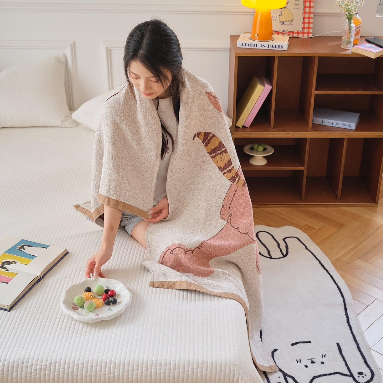 91家纺网 家纺一手货源 找家纺 沐瑟家纺 2025新款卡通A类全棉四层纱布浴巾加大毛巾-第二组 暴走猪 80*160cm浴巾/条