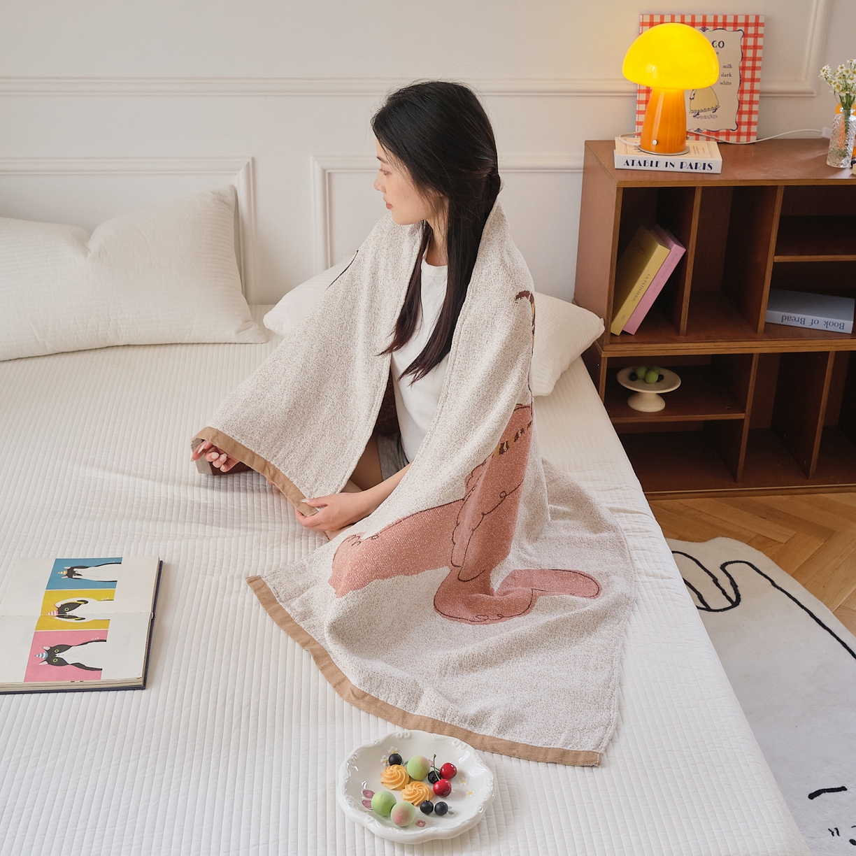 91家纺网 家纺一手货源 找家纺 沐瑟家纺 2025新款卡通A类全棉四层纱布浴巾加大毛巾-第二组 暴走猪 80*160cm浴巾/条