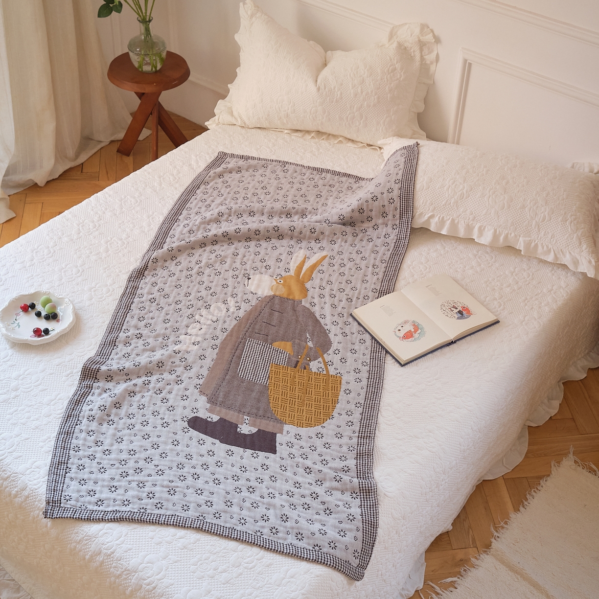 91家纺网 家纺一手货源 找家纺 沐瑟家纺 2025新款卡通A类全棉四层纱布浴巾加大毛巾-第二组 时尚毛驴 80*160cm浴巾/条