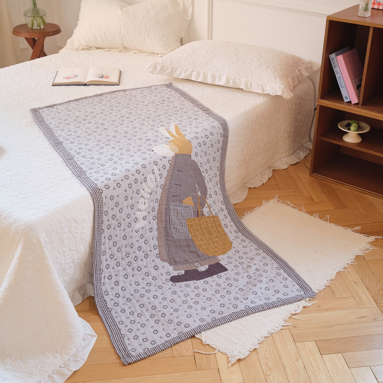 91家纺网 家纺一手货源 找家纺 沐瑟家纺 2025新款卡通A类全棉四层纱布浴巾加大毛巾-第二组 时尚毛驴 80*160cm浴巾/条