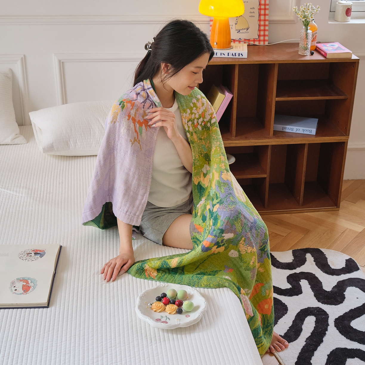 91家纺网 家纺一手货源 找家纺 沐瑟家纺 2025新款卡通A类全棉四层纱布浴巾加大毛巾-第二组 泰迪童话 80*160cm浴巾/条