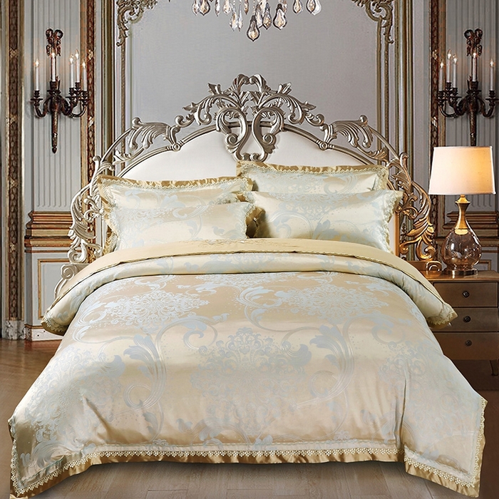 OL家纺 2025新款亲肤丝加棉提花四件套 巴黎舞曲-兰金