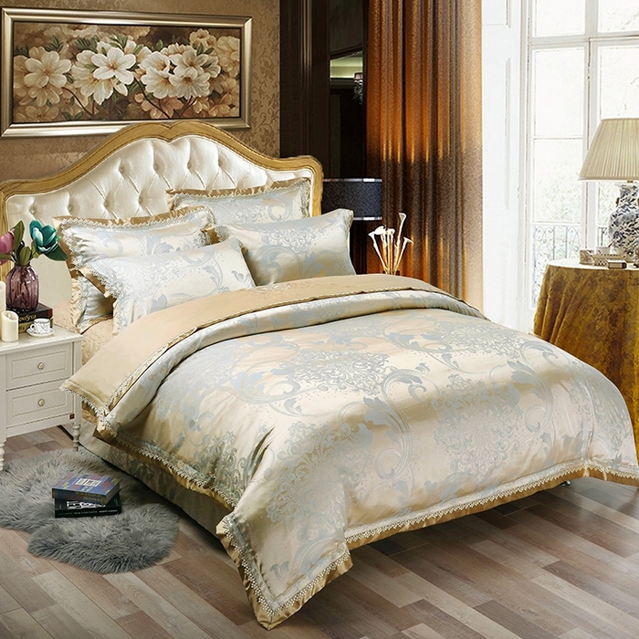 91家纺网 家纺一手货源 找家纺 OL家纺 2025新款亲肤丝加棉提花四件套 巴黎舞曲-兰金