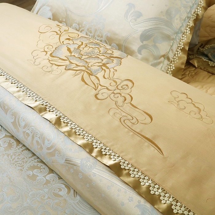 91家纺网 家纺一手货源 找家纺 OL家纺 2025新款亲肤丝加棉提花四件套 巴黎舞曲-兰金