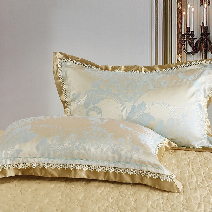 91家纺网 家纺一手货源 找家纺 OL家纺 2025新款亲肤丝加棉提花四件套 巴黎舞曲-兰金