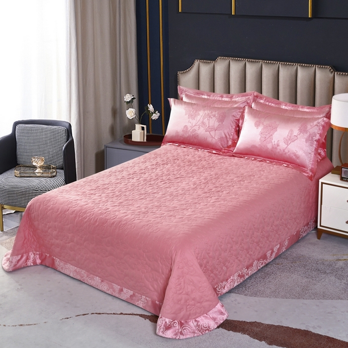 91家纺网 家纺一手货源 找家纺 OL家纺 2025新款亲肤丝加棉提花四件套 璀璨年华-西瓜红