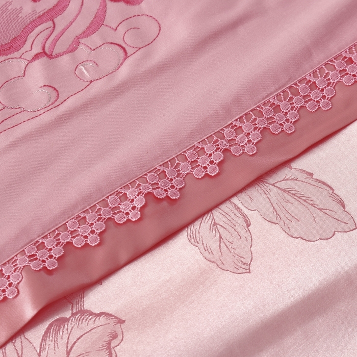 91家纺网 家纺一手货源 找家纺 OL家纺 2025新款亲肤丝加棉提花四件套 璀璨年华-西瓜红