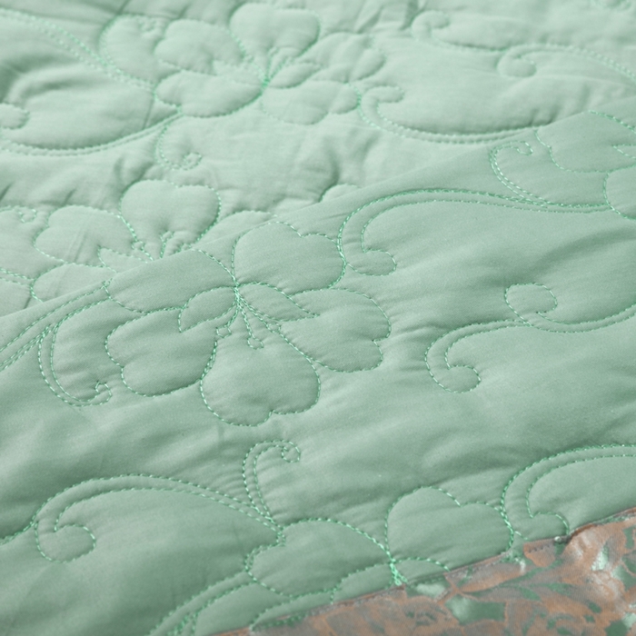 91家纺网 家纺一手货源 找家纺 OL家纺 2025新款亲肤丝加棉提花四件套 淡雅芬芳-水绿