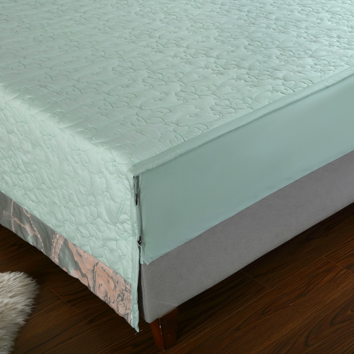 91家纺网 家纺一手货源 找家纺 OL家纺 2025新款亲肤丝加棉提花四件套 淡雅芬芳-水绿