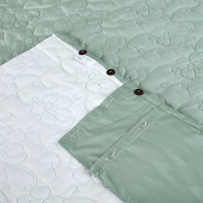 91家纺网 家纺一手货源 找家纺 OL家纺 2025新款亲肤丝加棉提花四件套 淡雅芬芳-水绿