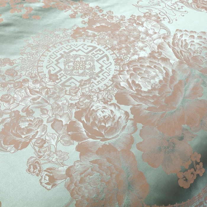 91家纺网 家纺一手货源 找家纺 OL家纺 2025新款亲肤丝加棉提花四件套 淡雅芬芳-水绿