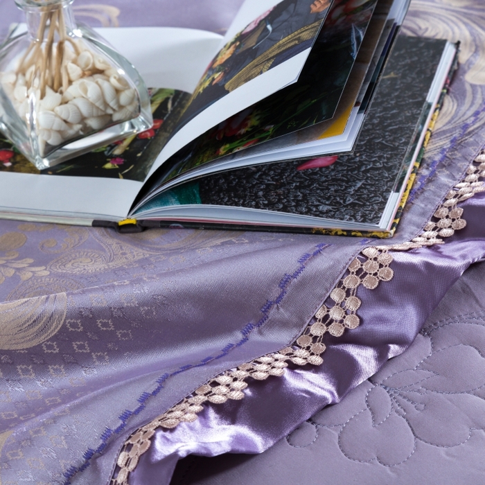 91家纺网 家纺一手货源 找家纺 OL家纺 2025新款亲肤丝加棉提花四件套 迪丽娜  紫驼