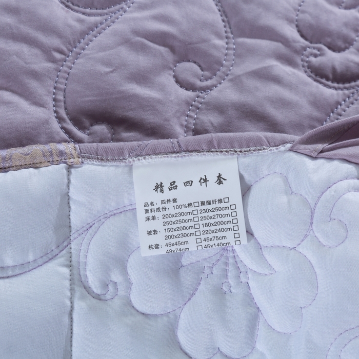 91家纺网 家纺一手货源 找家纺 OL家纺 2025新款亲肤丝加棉提花四件套 迪丽娜  紫驼