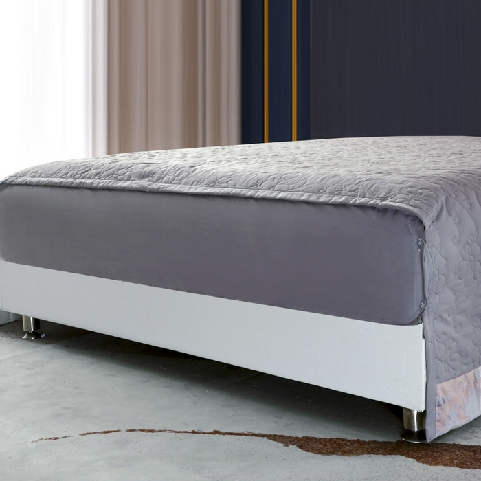 91家纺网 家纺一手货源 找家纺 OL家纺 2025新款亲肤丝加棉提花四件套 费列罗-金灰