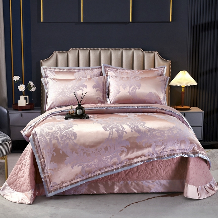 OL家纺 2025新款亲肤丝加棉提花四件套 费列罗-兰豆沙