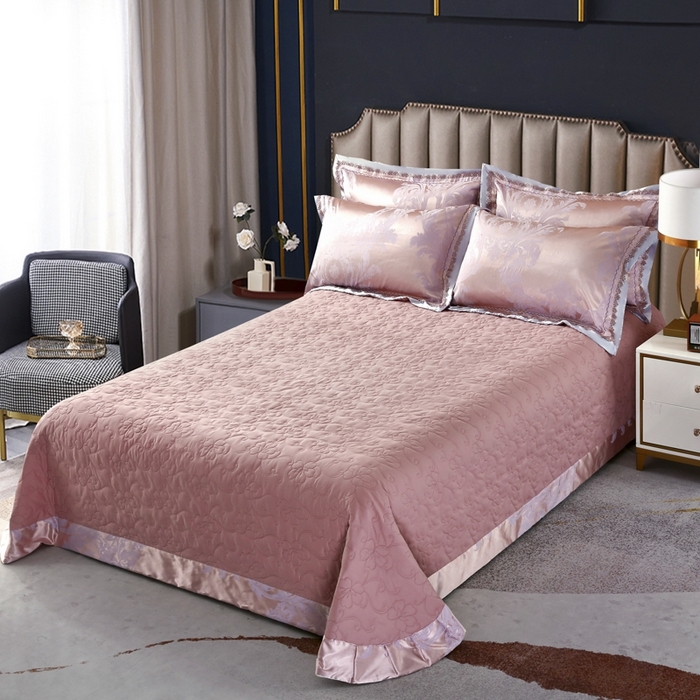 91家纺网 家纺一手货源 找家纺 OL家纺 2025新款亲肤丝加棉提花四件套 费列罗-兰豆沙