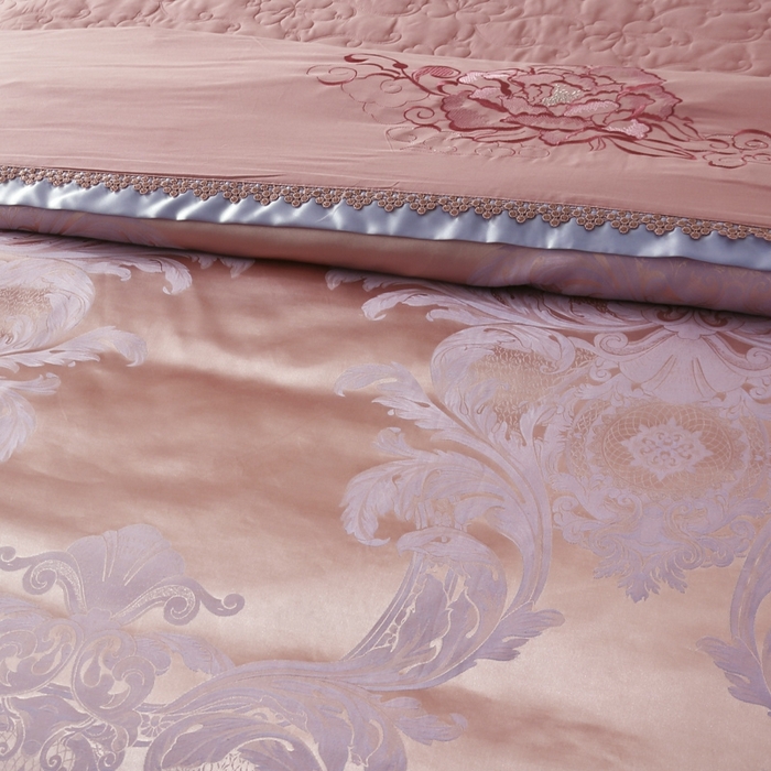 91家纺网 家纺一手货源 找家纺 OL家纺 2025新款亲肤丝加棉提花四件套 费列罗-兰豆沙