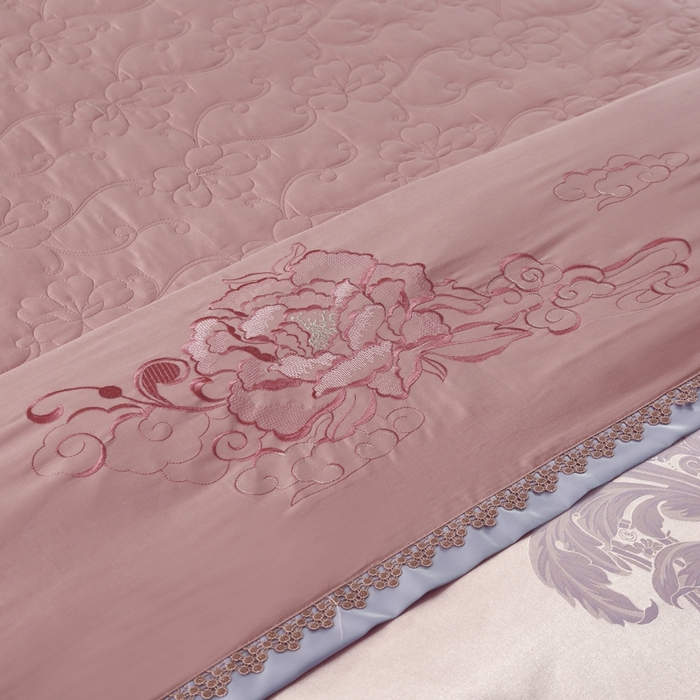 91家纺网 家纺一手货源 找家纺 OL家纺 2025新款亲肤丝加棉提花四件套 费列罗-兰豆沙