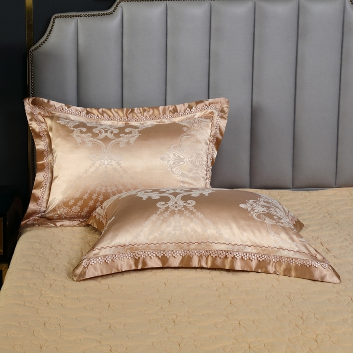 91家纺网 家纺一手货源 找家纺 OL家纺 2025新款亲肤丝加棉提花四件套 贵族豪情-奶咖