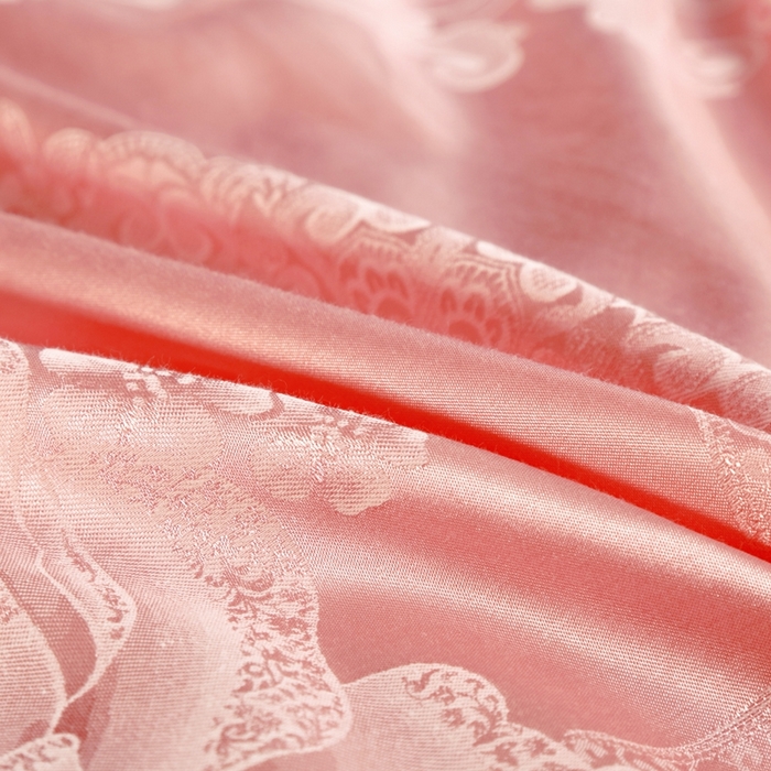 91家纺网 家纺一手货源 找家纺 OL家纺 2025新款亲肤丝加棉提花四件套 花语寻梦-粉玉