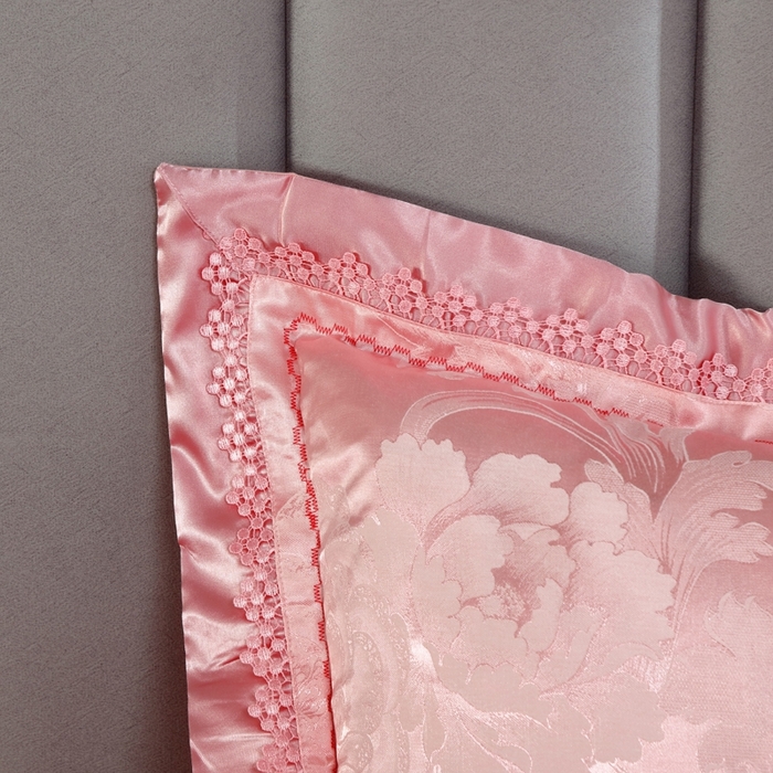 91家纺网 家纺一手货源 找家纺 OL家纺 2025新款亲肤丝加棉提花四件套 花语寻梦-粉玉