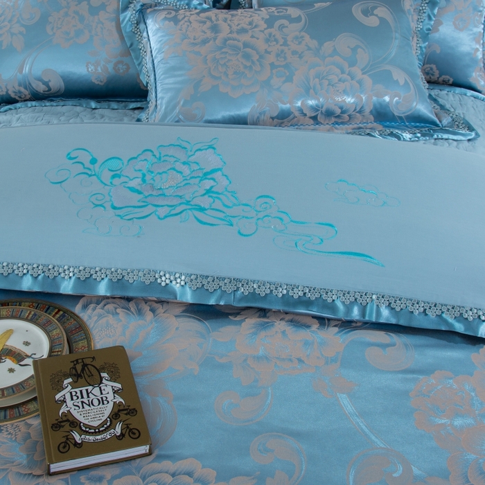 91家纺网 家纺一手货源 找家纺 OL家纺 2025新款亲肤丝加棉提花四件套 花悦怡情-炫兰