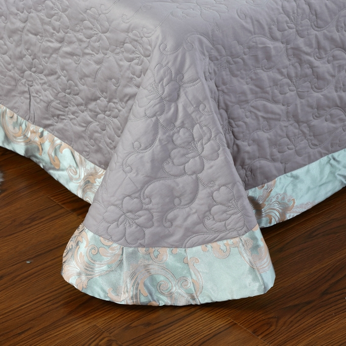 91家纺网 家纺一手货源 找家纺 OL家纺 2025新款亲肤丝加棉提花四件套 喀秋莎-灰绿