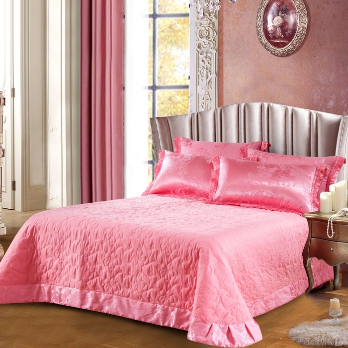 91家纺网 家纺一手货源 找家纺 OL家纺 2025新款亲肤丝加棉提花四件套 蜜月花期-夕阳红