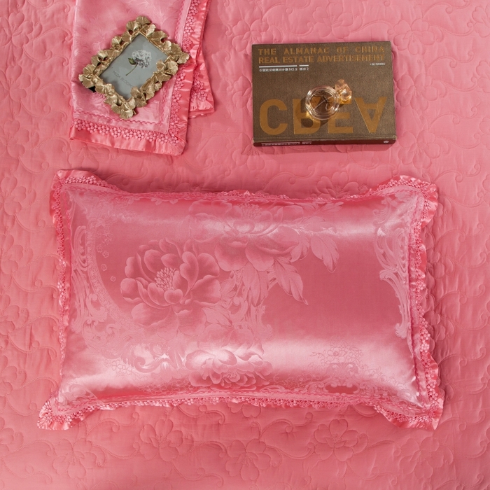 91家纺网 家纺一手货源 找家纺 OL家纺 2025新款亲肤丝加棉提花四件套 蜜月花期-夕阳红