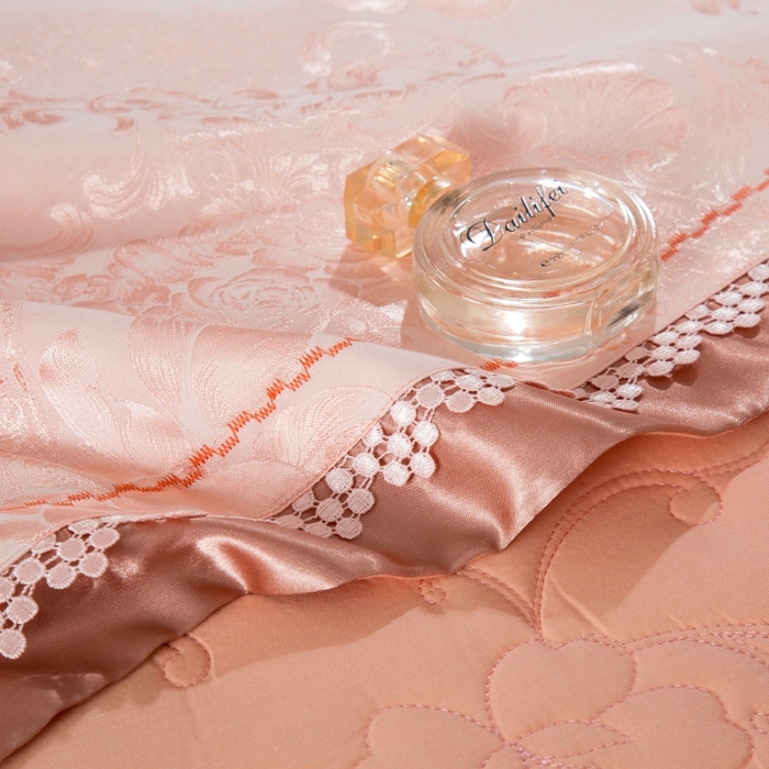 91家纺网 家纺一手货源 找家纺 OL家纺 2025新款亲肤丝加棉提花四件套 蜜月花期-象牙玉