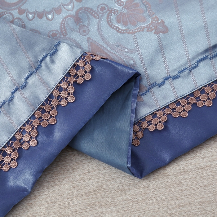 91家纺网 家纺一手货源 找家纺 OL家纺 2025新款亲肤丝加棉提花四件套 莫奈情怀-浅兰