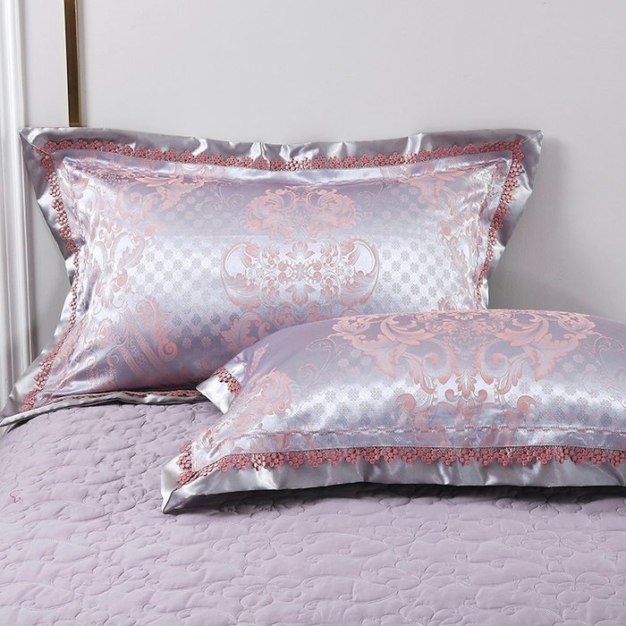 91家纺网 家纺一手货源 找家纺 OL家纺 2025新款亲肤丝加棉提花四件套 纽约风情-银灰