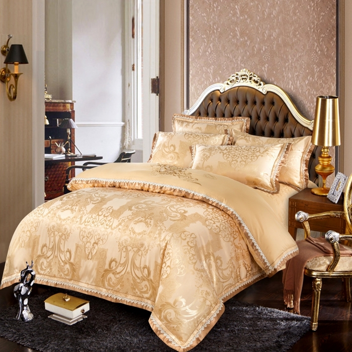 91家纺网 家纺一手货源 找家纺 OL家纺 2025新款亲肤丝加棉提花四件套 欧典风尚  驼色