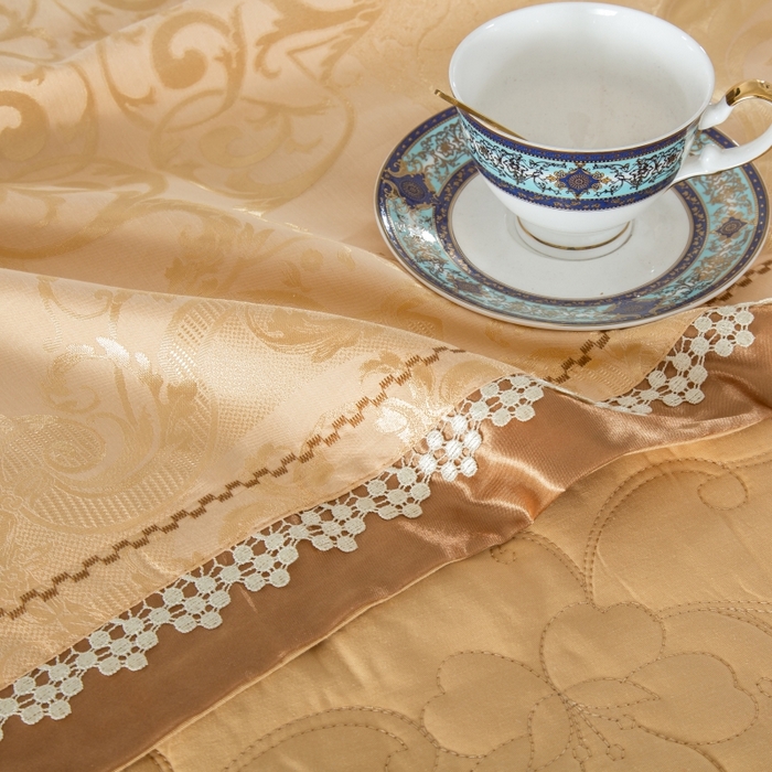 91家纺网 家纺一手货源 找家纺 OL家纺 2025新款亲肤丝加棉提花四件套 欧典风尚  驼色