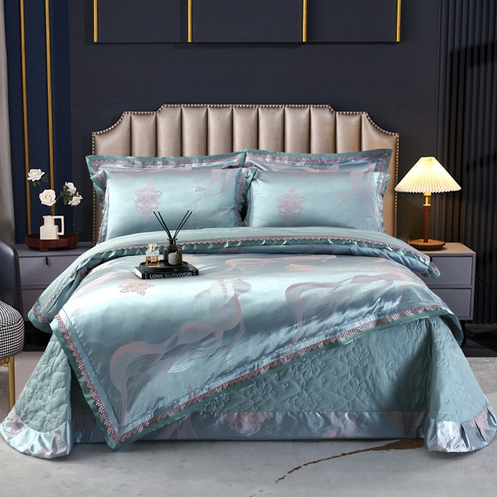 OL家纺 2025新款亲肤丝加棉提花四件套 青春如歌-古典绿