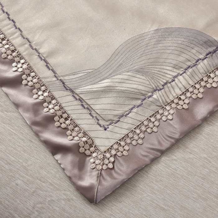 91家纺网 家纺一手货源 找家纺 OL家纺 2025新款亲肤丝加棉提花四件套 青春如歌-金灰