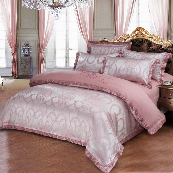 91家纺网 家纺一手货源 找家纺 OL家纺 2025新款亲肤丝加棉提花四件套 奢华古典  银粉