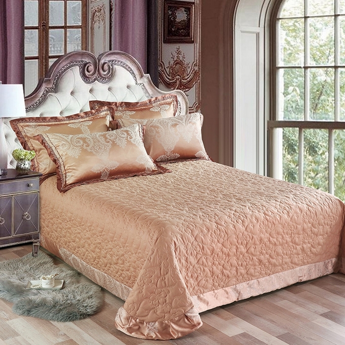 91家纺网 家纺一手货源 找家纺 OL家纺 2025新款亲肤丝加棉提花四件套 盛世繁华-咖驼