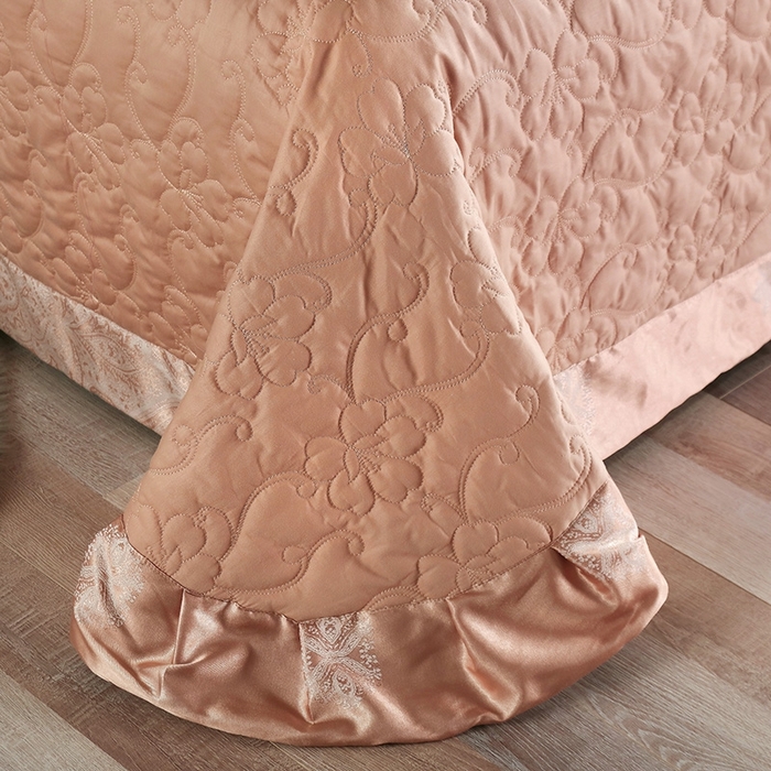 91家纺网 家纺一手货源 找家纺 OL家纺 2025新款亲肤丝加棉提花四件套 盛世繁华-咖驼