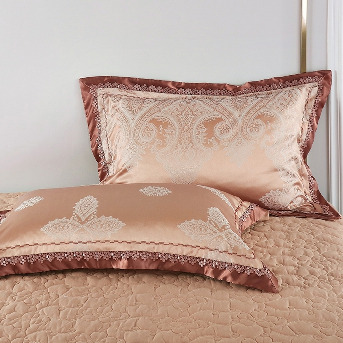 91家纺网 家纺一手货源 找家纺 OL家纺 2025新款亲肤丝加棉提花四件套 盛世繁华-咖驼